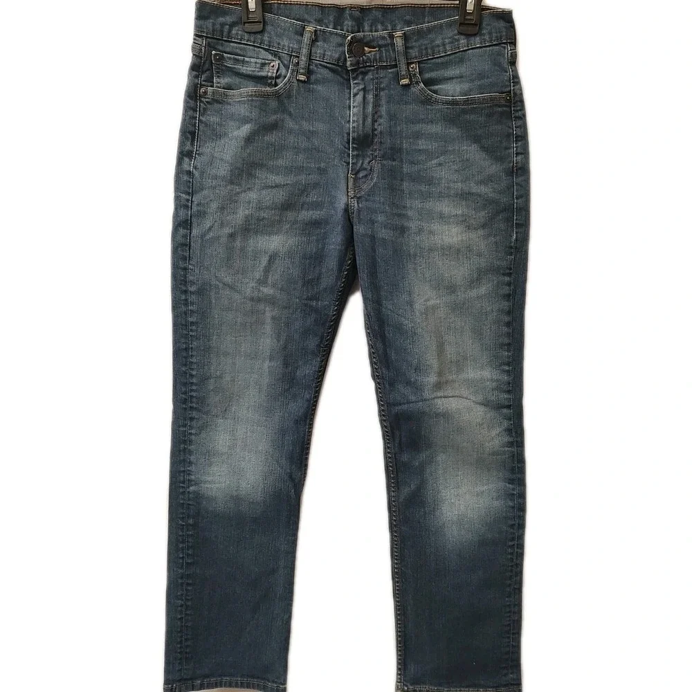 Levi's 514 Men's Straight Leg Jeans Blue Denim W33 L30 Mid Rise Zip Fly Distress